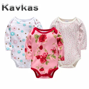 

Kavkas 3 pcs/set Baby Girls Clothes Long Sleeve Cotton Autumn Spring Clothing Newborn Baby Boy Girl Rompers 0-24 months