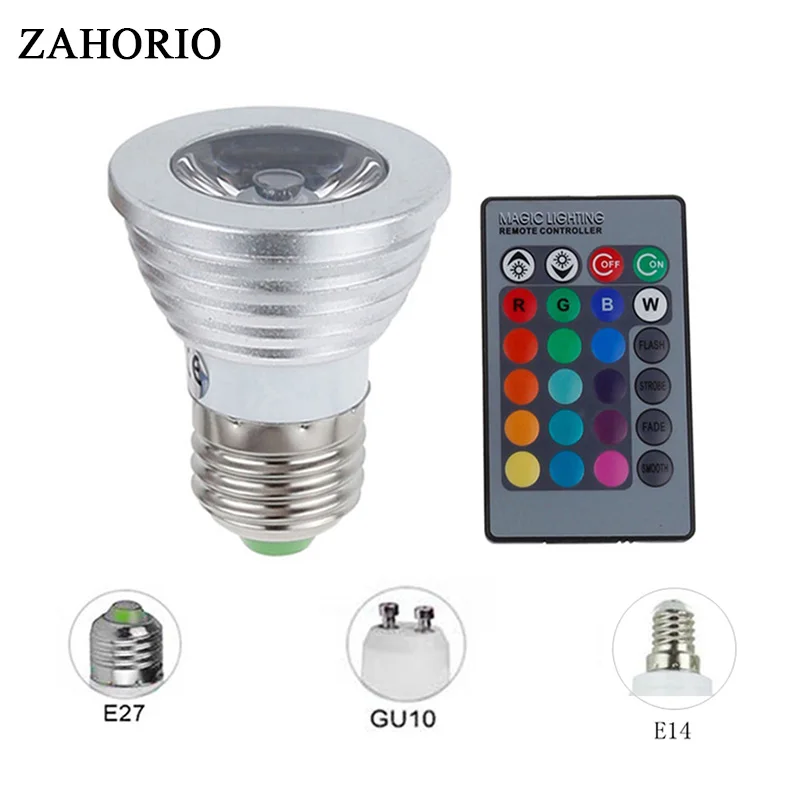 3 W 5 W E27 E14 GU10 RGB LED Bombilla lámpara LED RGB foco AC85-265V Lamparas LED bombilla de luz de casa de vacaciones de Navidad, luces de la noche 3 W 5 W E27 E14 GU10 RGB LED Bombilla lámpara LED RGB foco AC85-265V Lamparas LED bombilla de luz de casa de vacaciones de Navidad, luces de la noche