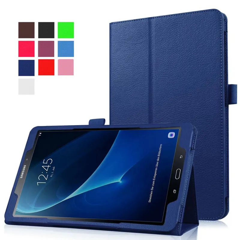 Кожаный чехол книжка Litchi для Samsung Galaxy Tab A 10 1 T580 T585|Чехлы планшетов и электронных