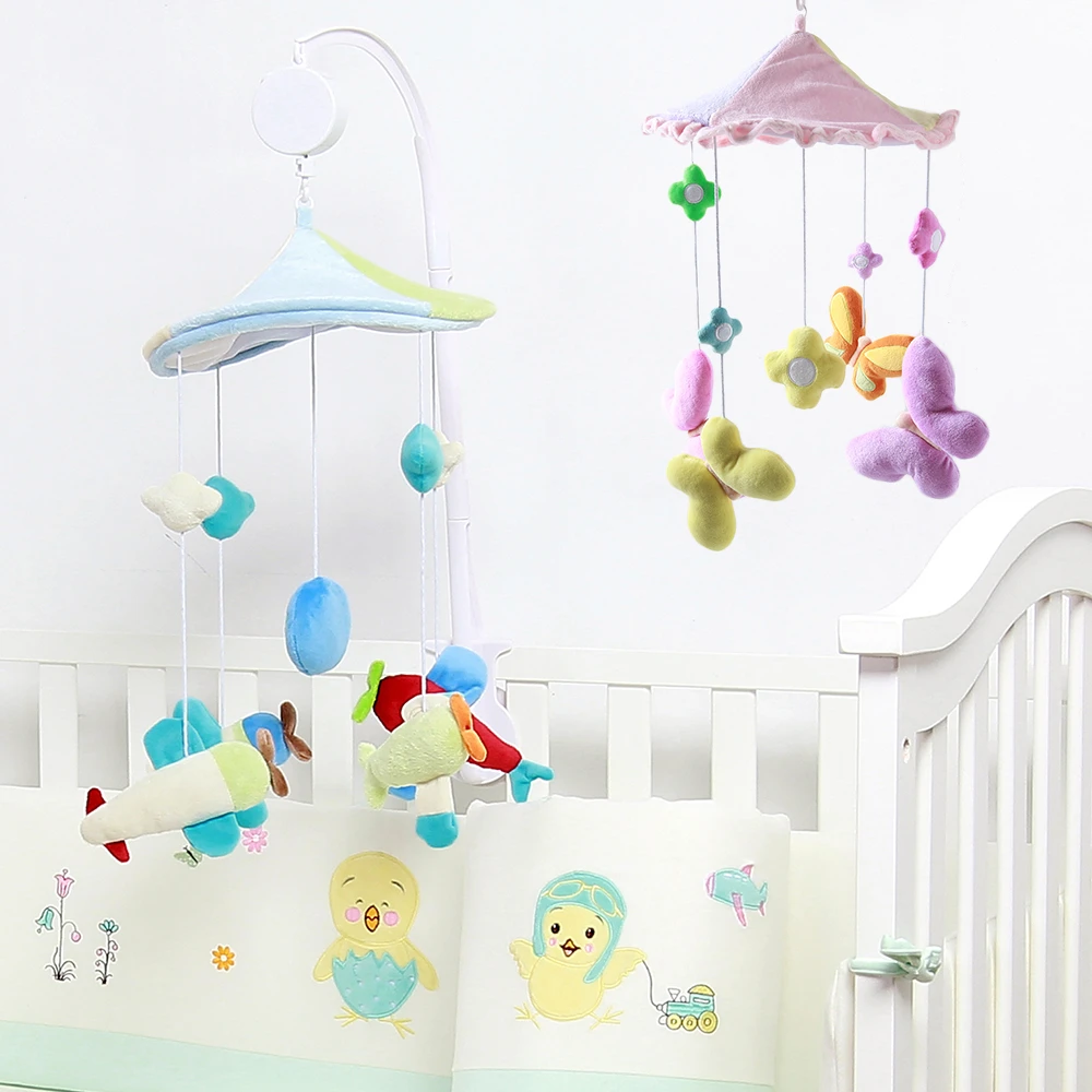 

2 Color Baby Toys Bed Bell Rotating Mobile Plush Toy Baby Rattles Crib Holder Arm Music Box Infant Intellectual Development Toy