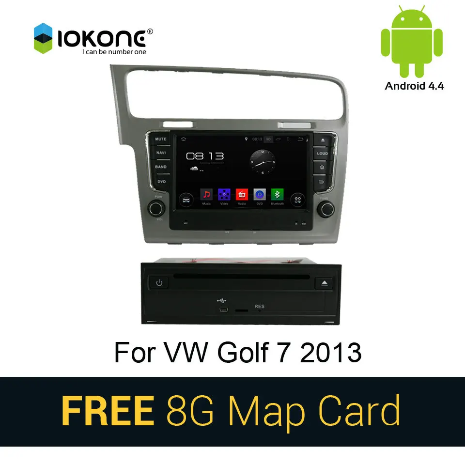 

IOKONE 3G WIFI Android 4.4 Car DVD Player with GPS radio bluetooth navigation multimedia touch screen CANBUS For VW Golf 7 2013