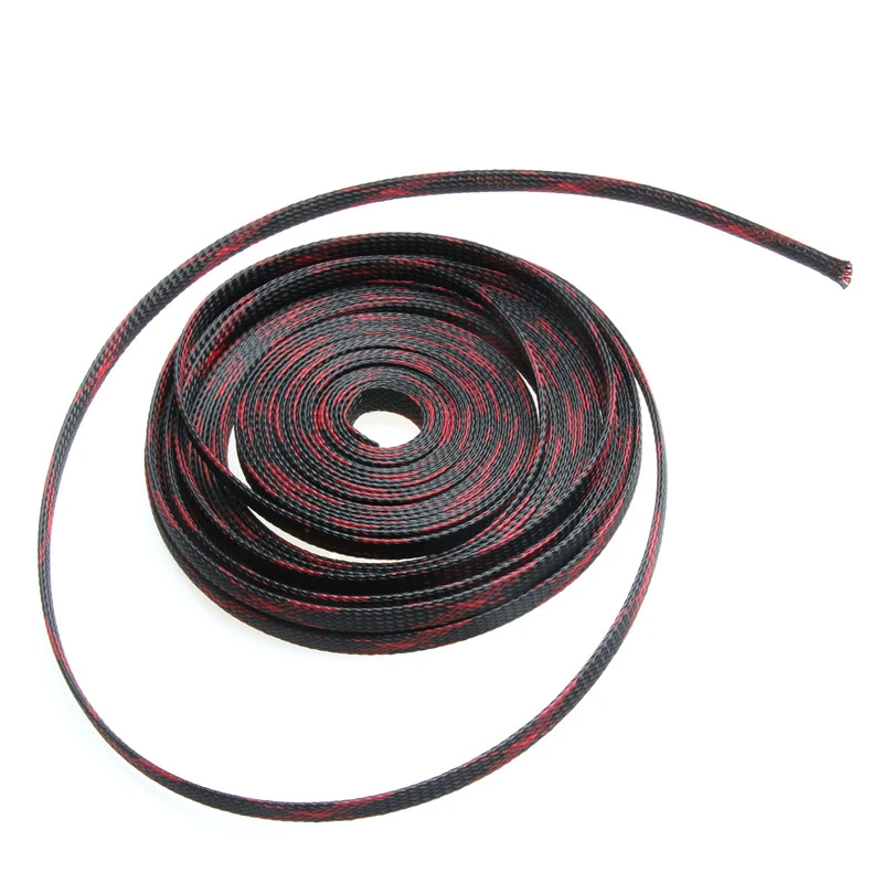 10 м 8 мм плетеные кабели черный+ красный изоляция провода сальник защита Плетеный оплетка ПЭТ плотный расширяемый плетеный кабель рукав