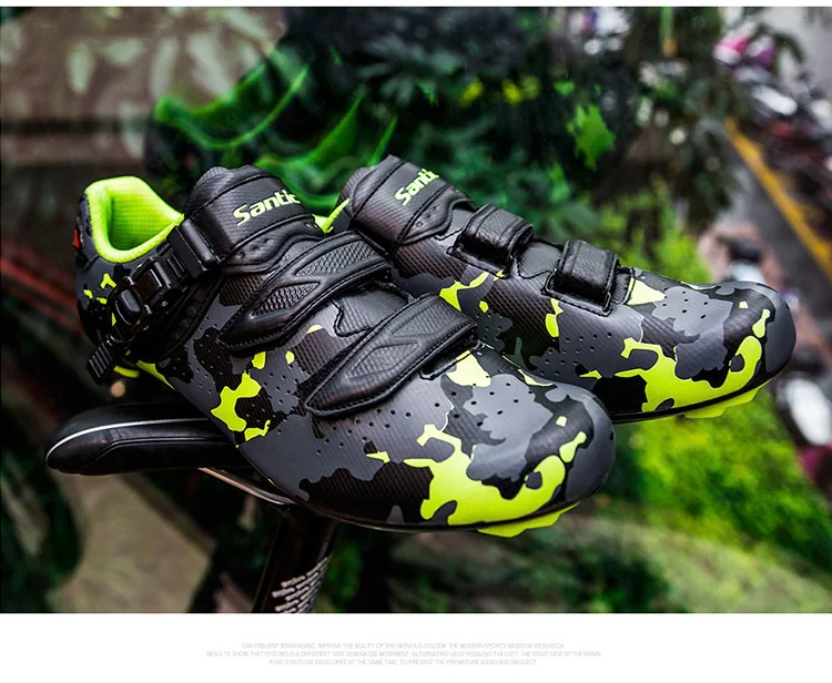 Santic Road Cycling Shoes Carbon Fiber Bike Shoes Men Professional Athletic Racing Team Sneakers Breathable Outdoor Sports Shoes