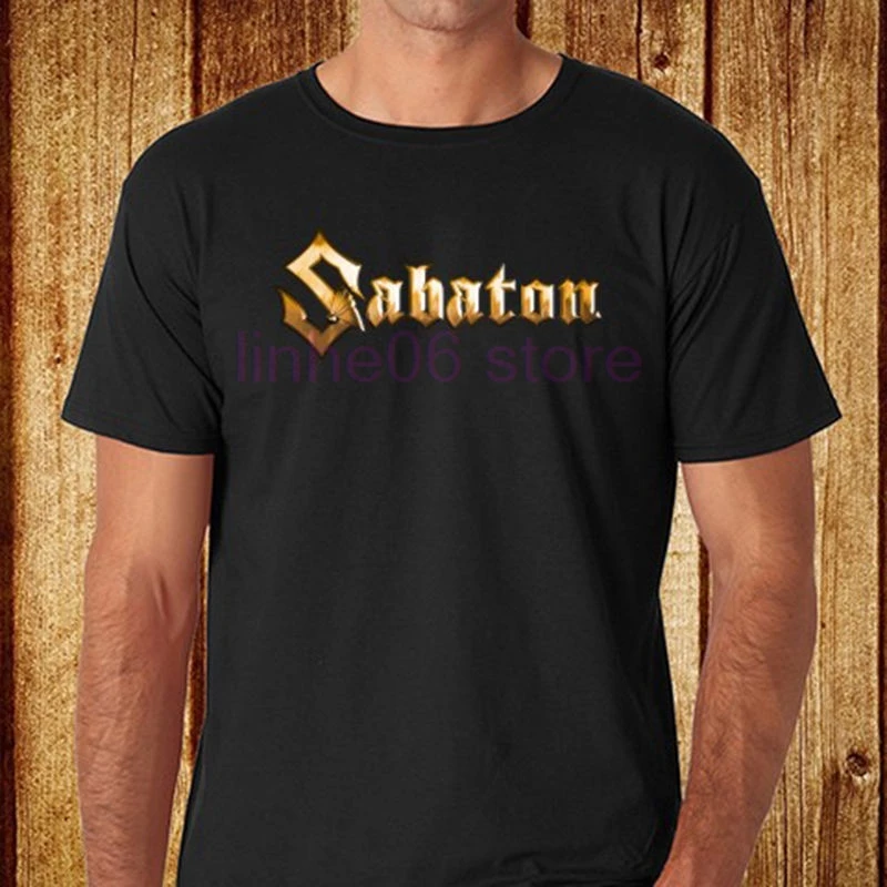 

New SABATON Power Metal Band Logo Men's Black T-Shirt Size S-3XL Free Shipping