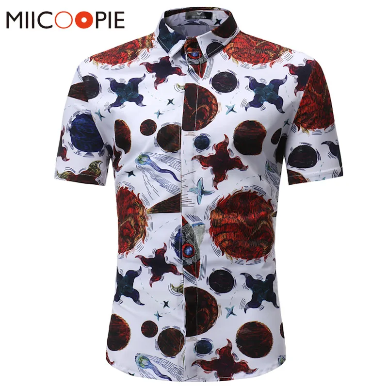 

New Summer Mens Casual Short Sleeve Plankton Printd Beach Hawaiian Shirts Regular Plus Size 3XL Summer Camisa Masculina