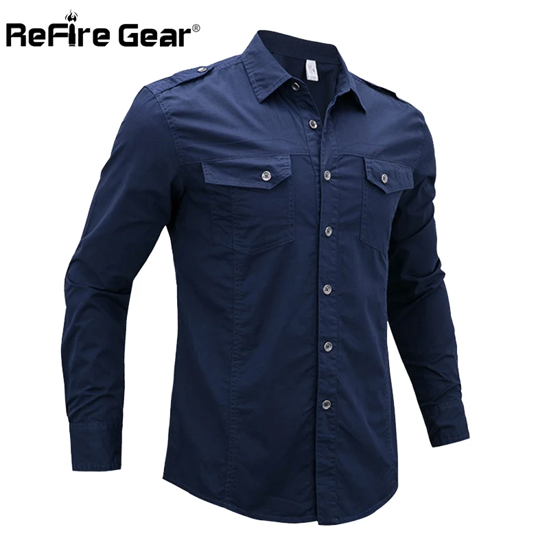 Casual Military Style Air Force Men Shirts Autumn Cotton Pilot Army ...