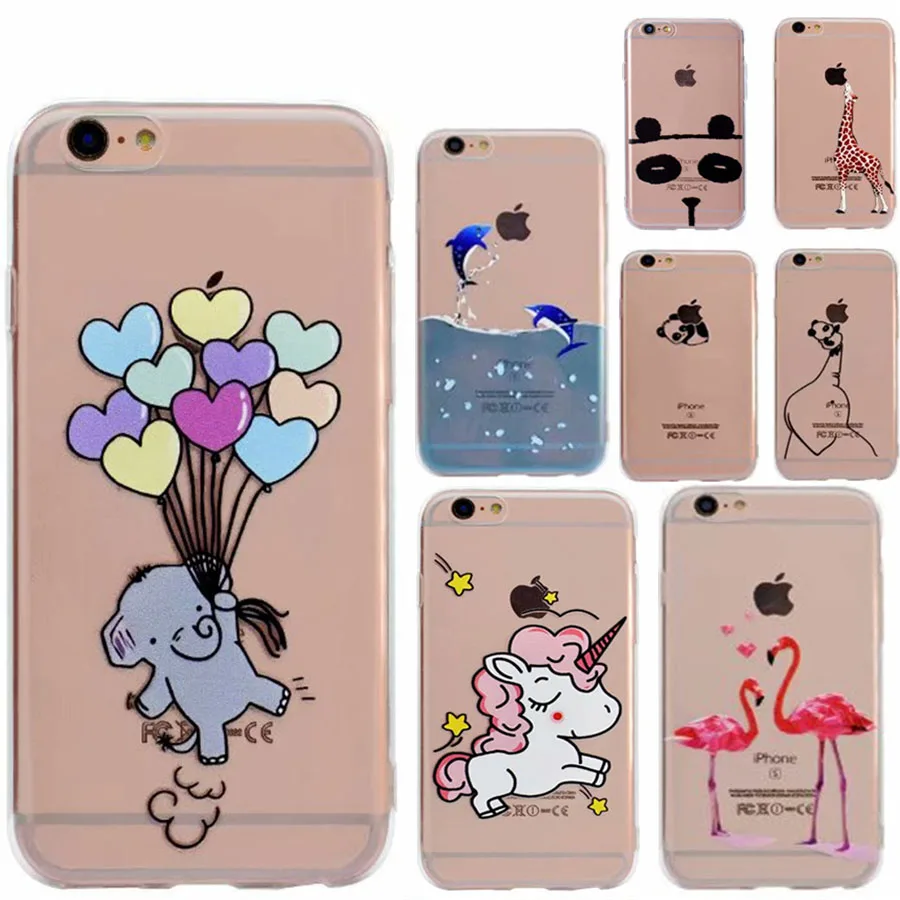 

Flamingos Soft TPU Slim Phone Case For IPhone 5 5S SE 6 6S 7 8 Plus X 10 Funny Panda Elephant Silicone Back Cover Case Shell
