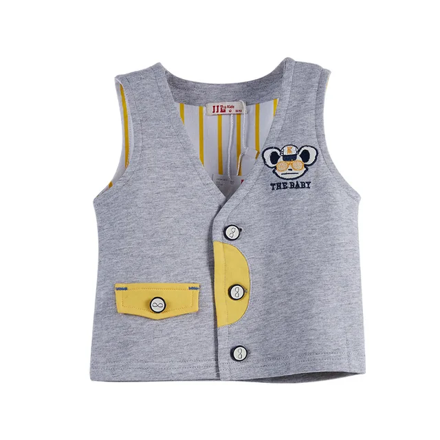 new 2016 spring 100% cotton baby vest boy's V neck vest kids waistcoat ...