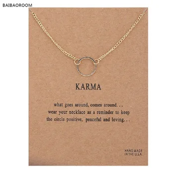 karma Double chain Circle necklace gold plated Pendant necklaces Fashion Clavicle Chains Statement Necklace Women Jewelry