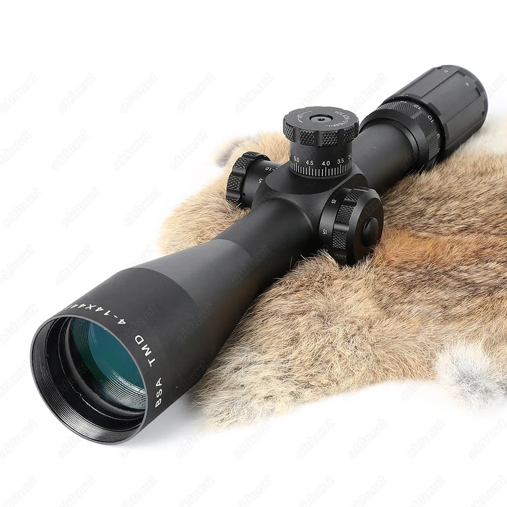 BSA TMD 4-14X44 FFP Hunting Riflescope First Focal Plane Glass Mil Dot Reticle Tactical Optics Sight with Windage Elevation Lock