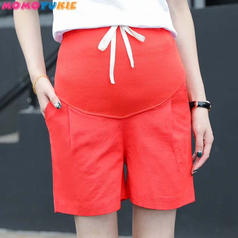 

XXL 1/2 Length Summer Fashion Maternity Shorts Elastic Waist Cotton Linen Clothes for Pregnant Women Pregnancy Short Pants