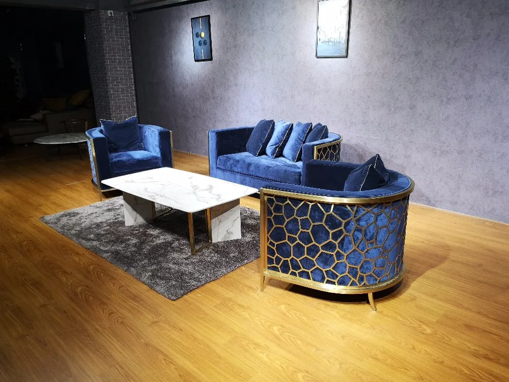 2018 YG Furniture Luxury High Quality Golden Steel Sofa Set
