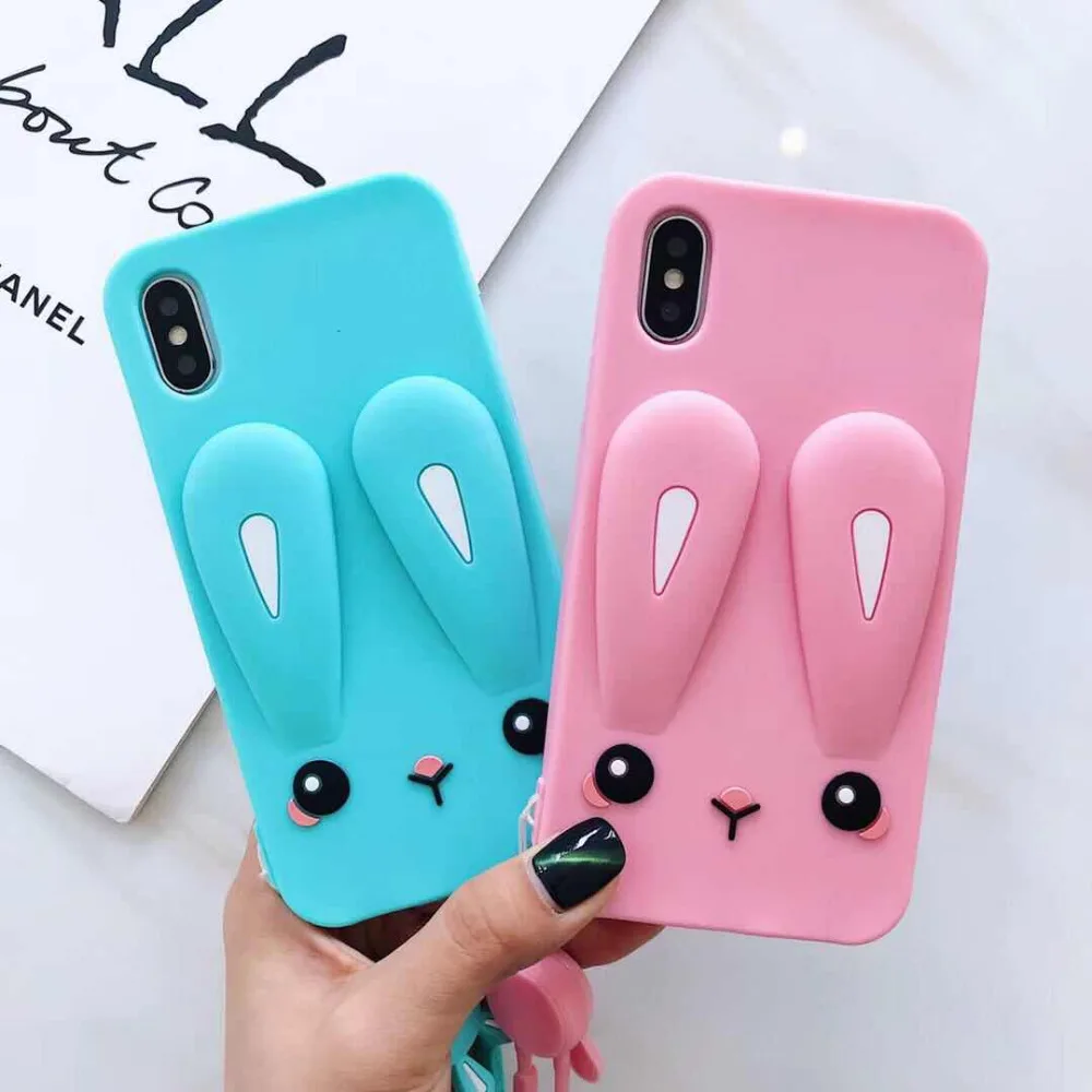 Axbety coqeu For iPhone 8 case sweet Candy cute rabbit silicon Phone