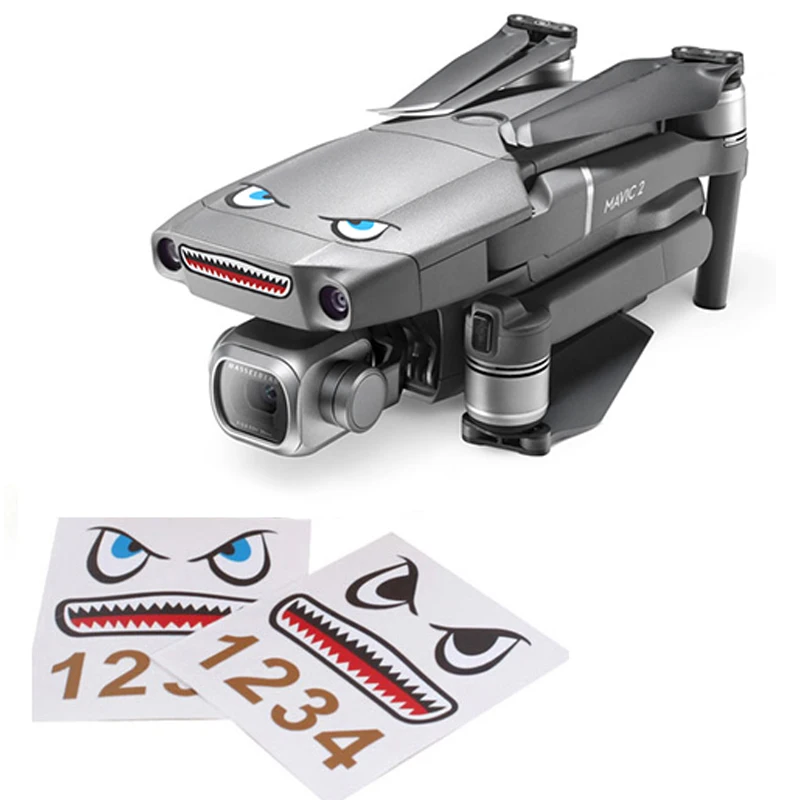 

2pcs 3M Blue/Black Eyes Shark Sticker Drone Body Sticker Aircraft Adhesive Decals Skin for DJI Mavic 2 Pro/Zoom,Mavic AIR/Spark