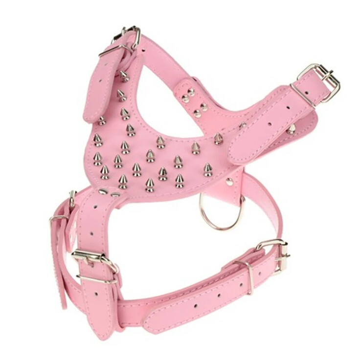 pink leather dog harness