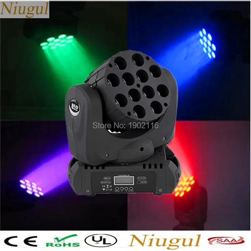

Niugul 12x12W RGBW 4in1 LED Moving Head Light DMX512 LED Wash Linear Beam With Excellent Pragrams LED Spot DJ Stage Effect Light