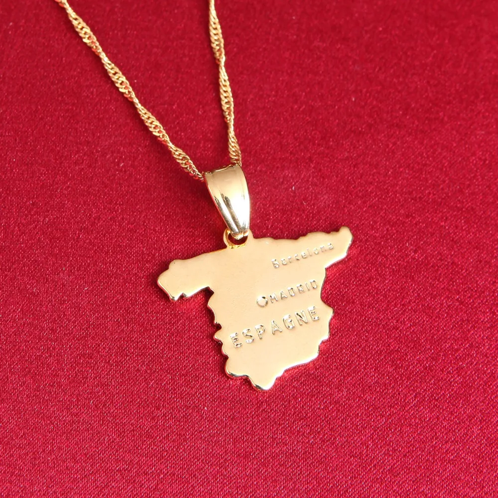 Italy Map Country Italia Europe 18K Gold Plated Necklace Chain Pendant Fashion