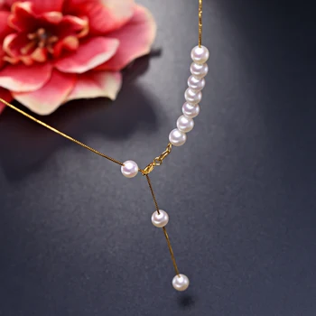 

Fine Jewelry 6-7mm AKOYA seawater pearl stars pearl necklace 18K golden bone chain