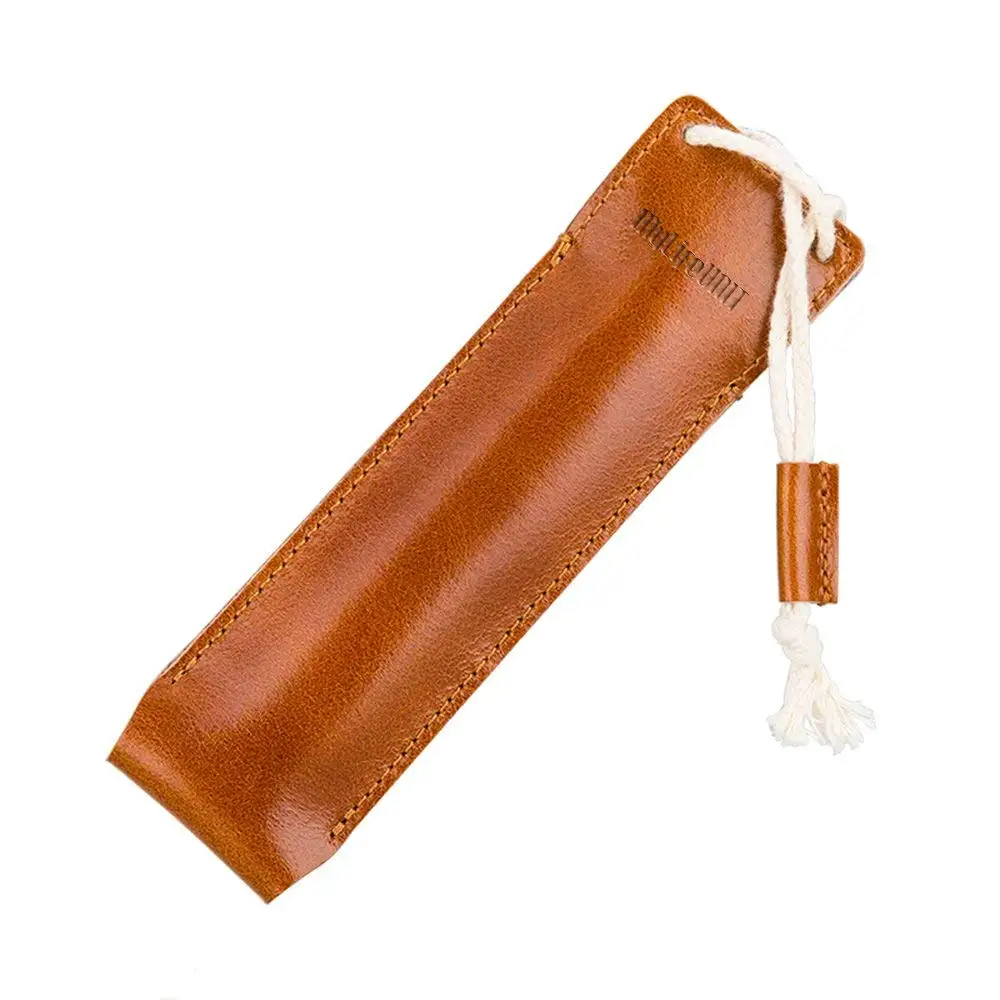 

MYLIFEUNIT Brown Fountain Pen Leather Pouch For One Pen Storage Bag