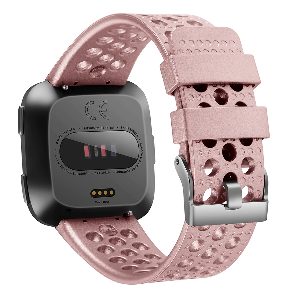 Rose Gold Silicone Band For Fitbit Versa Soft Smart Watch Wrist
