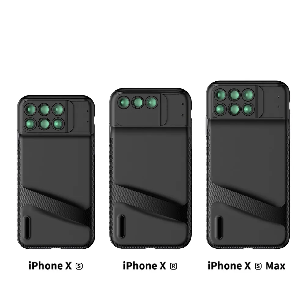 

PHOLES 6 in 1 SLR Lens for iPhone XS/XS Max, 3 in 1 for iPhone XR with Phone Case, Wide Angle+Macro+Fisheye+2X TelePhoto