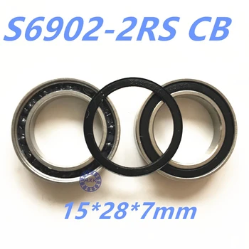 

2pcs rubber sealed 440 stainless steel hybrid ceramic ball bearings S6902 6902 2RS 15*28*7mm Si3N4 bike part