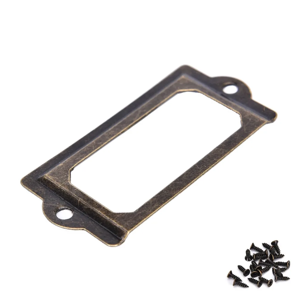 12Pcs Creative New Metal Label Pull Frame Handle File Name Card Holder Drawer Box Case Antique 70mmx33mm