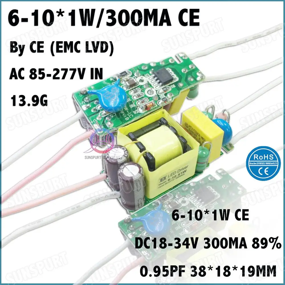 5-20 штук TUV-CE EMC LVD PF внутри 36 Вт AC85-277V светодиодный драйвер 1-36Cx1W 300 мА DC2-120V постоянный ток для светодиодный лампы