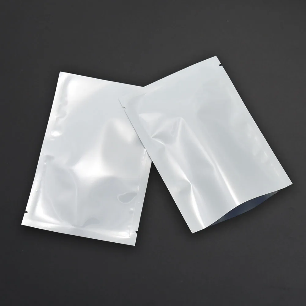 10*15 см Блестящий Белый Открытый Топ алюминий алюминиевый упаковочный пакет 100 шт./лот чай косметическая пудра закусочный кофе тепла