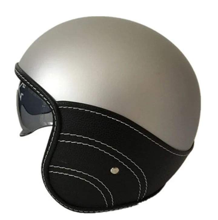 WANLI Ретро мотоциклетный шлем 3/4 открытый шлем Чоппер винтажный Шлем КАСКО Мото шлем для мотокросса шлем XS 53-54 - Цвет: leather half
