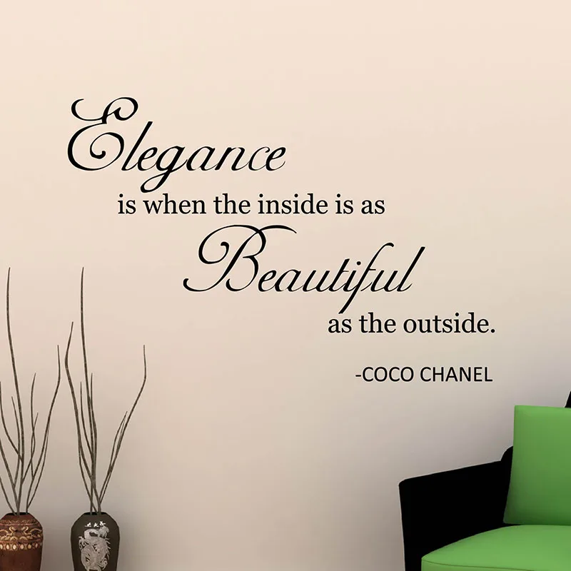 Motivational Quote Wall Sticker Elegance is When Inside is As Beautiful
