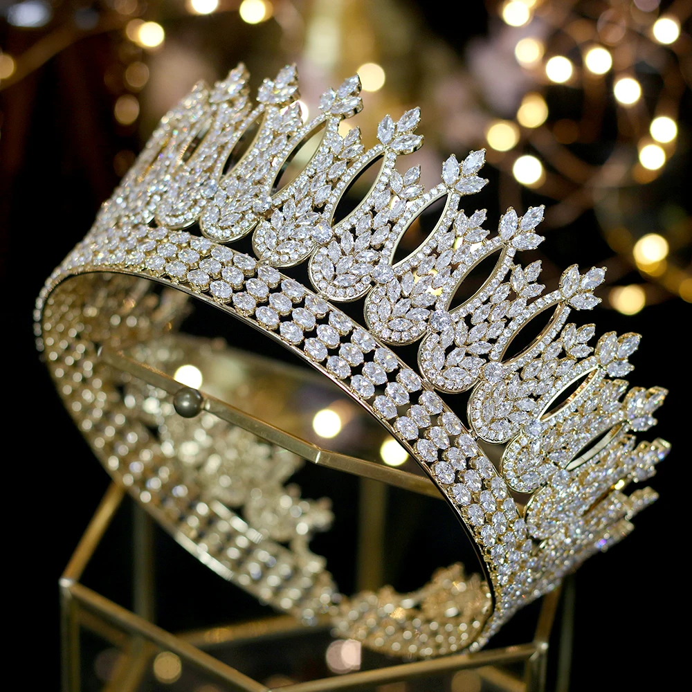 nuevo lujo princesa de oro joyeria de la Кабеза y gran Корона диадема boda accesorios пункт Эль Кабельо accesorios de la Сина