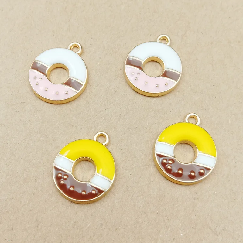 

10pcs 14x17mm enamel doughnut charm for jewelry making and crafting earring charm bracelet charm fashion pendant