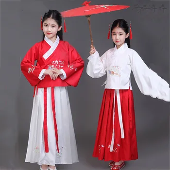 

Hanfu Kids Spring And Autumn Chinese Style Skirts Han Element Guzheng Costumes Princess Fairy Skirt Girls Traditional Set DN3502