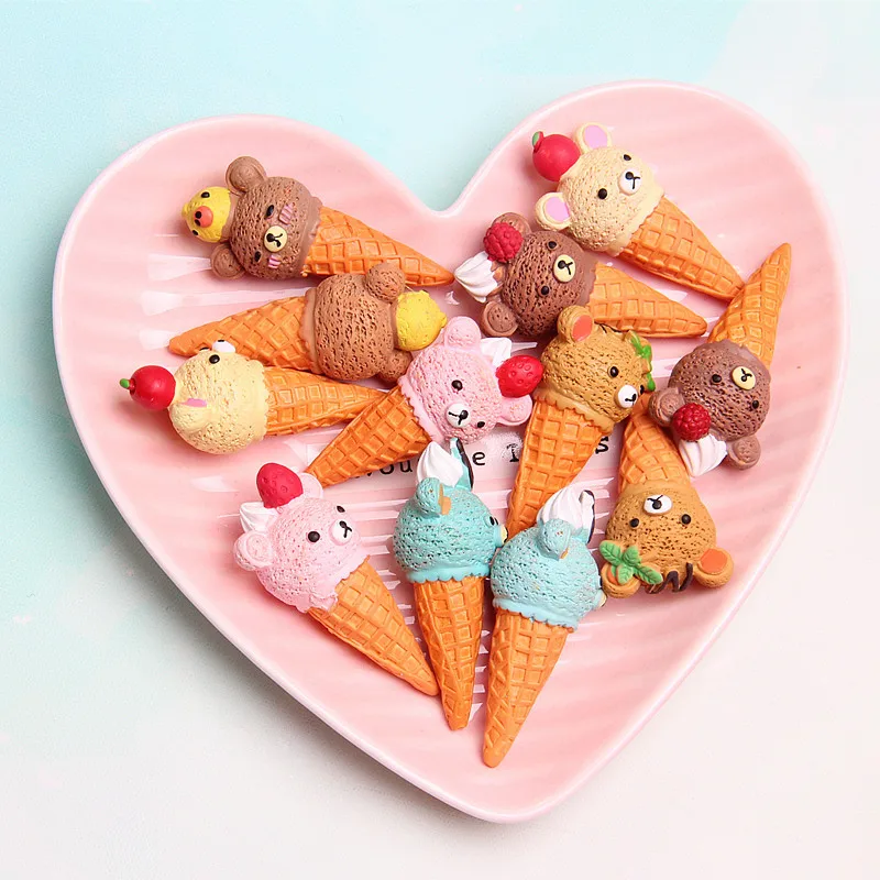 2pcs/lot Cute Scale Miniature Resin Ice Cream Cone Pretend Food For Dollhouse Play Kitchen Food 5