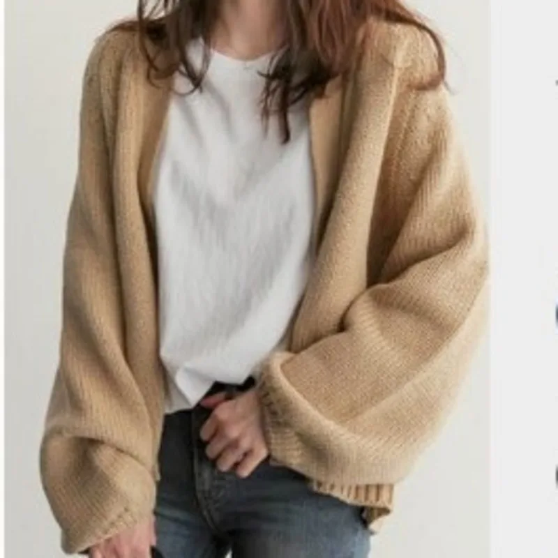 

LANMREM 2020 Spring New Casual Fashion Women Jacket Loose Solid Color Short Knit Cardigan TC339
