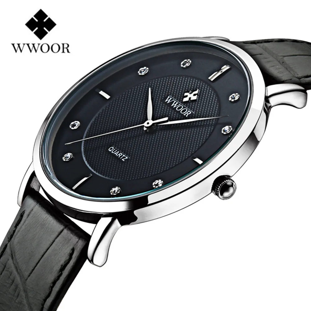 

WWOOR Quartz Watch Men Luxury Brand Men's Watches Ultra Thin Design Leather Strap Waterproof Sport Watch Men Relogio Masculino