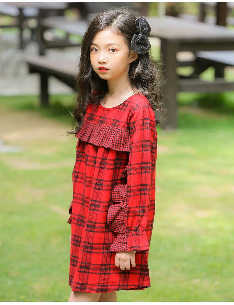 ruched plaid petal sleeve dress baby big girls autumn 2018 preppy style dresses for kids clothes children school dress clothing (13)