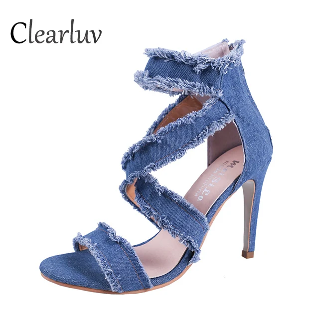 

2019 summer new hot Roman women's shoes sexy hollow cross with cattle carefully high-heeled sexy sandals large size 35-40 fun