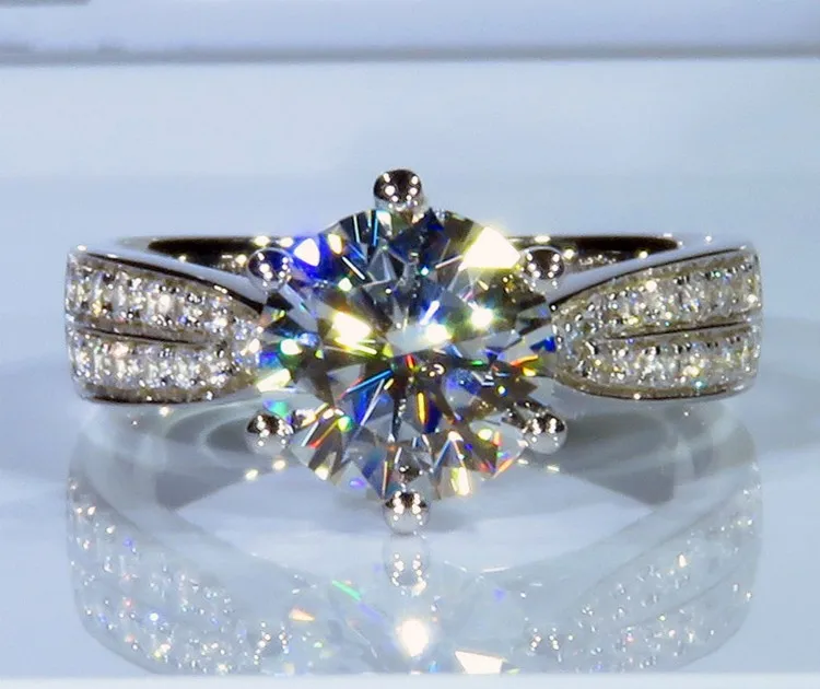 

Solitaire ring 925 Sterling silver 3ct AAAAA Sona Zircon cz Wedding Band Rings for women Men Statement Party Jewelry