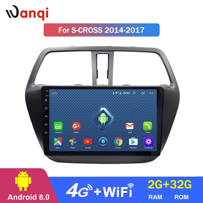 Perfect Wanqi Android 8.0 2+32G  wifi and 4G 2.5D full touch screen  For Suzuki S-CROSS 2014 2015 2016 2017 GPS video dvd  Navigation 2