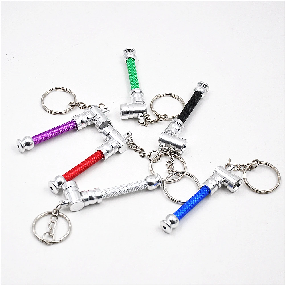 2pcs Funky Aluminum Key Chain Portable Metal Pipe Smoking Tobacco Color Random | Дом и - Цена: 