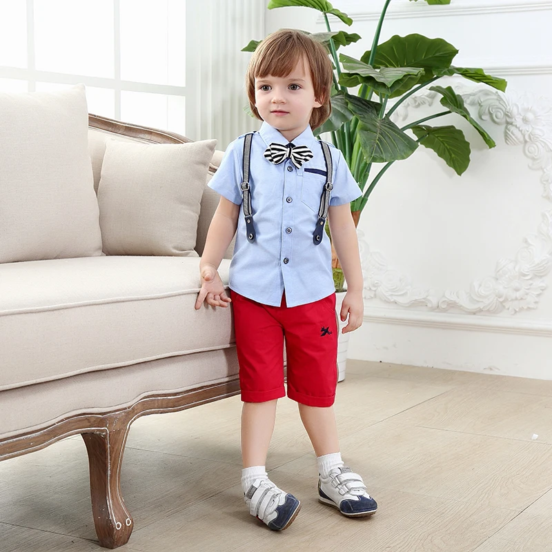 toddler boys clothing set summer 2018 gentleman suit baby boy tie shirt