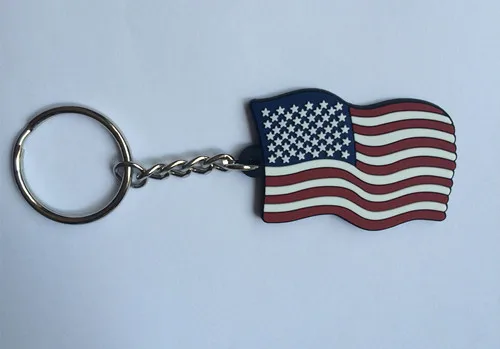 

American Flag Keychain Promotional Gifts Customized Logo PVC Keyrings Rubber Design Key Holder chaveiros personalizado