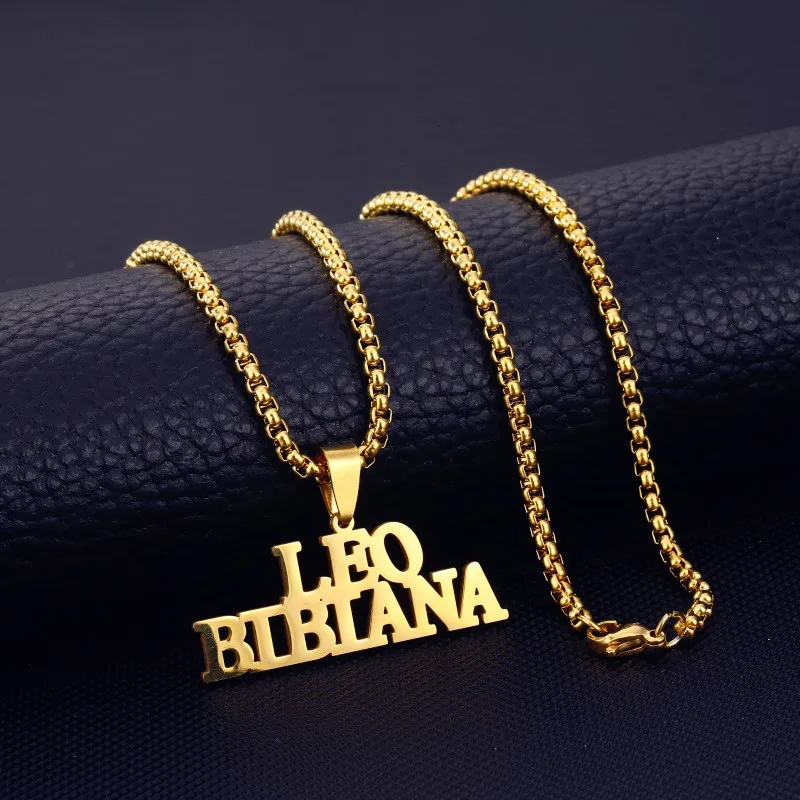Модное золотое ожерелье с двумя именами, ручная работа, нержавеющая сталь, заказное имя, кулон, ожерелье s для женщин и мужчин, хип-хоп ювелирное изделие