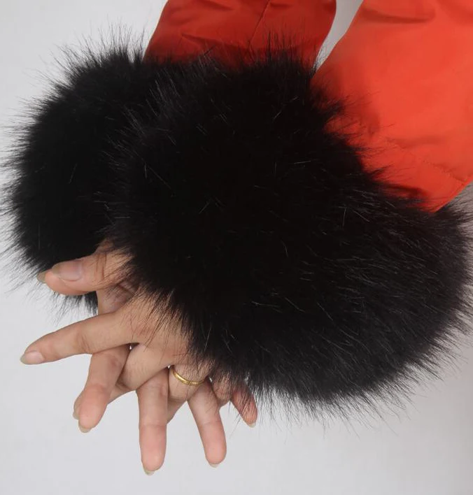 Зимние короткие женские теплые руки искусственный мех енота мягкие пушистые модные искусственный Лисий мех рукав женские милые аксессуары манжеты W101C