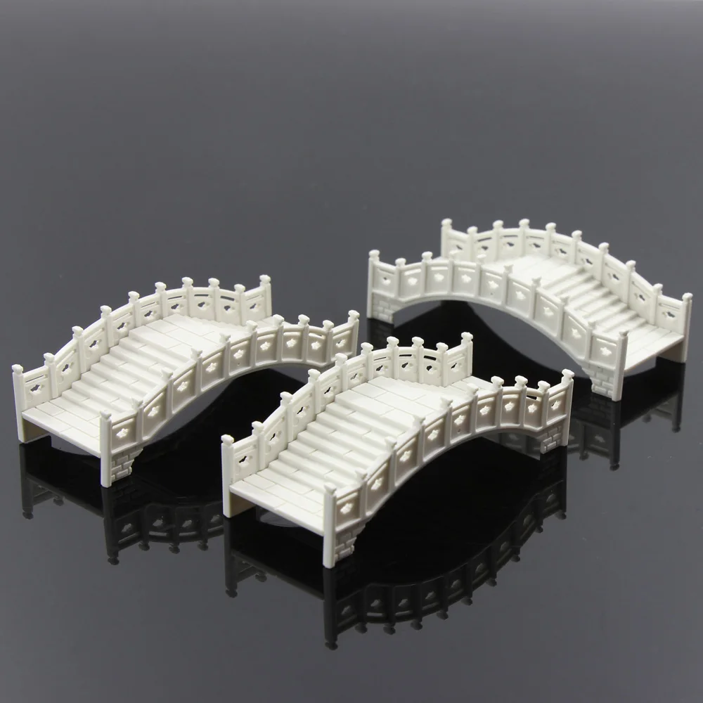 

GY30 3pcs plastic arch h bridge White Chinese traditions 1:100 TT 1:75 OO Scale fairy garden accessories model building kit