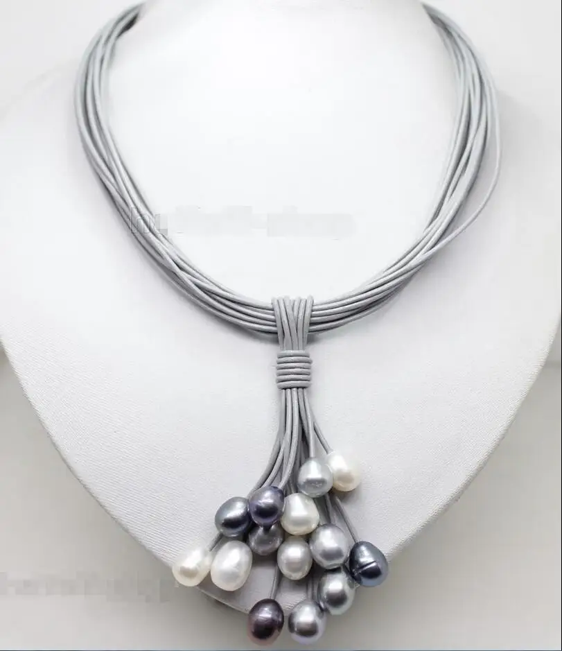 

Hot sale new Style >>>>>CHARMING AAA BIG PEARL PENDANT NECKLACE LEATHER CORD CHAIN MAGNET CLASP FASHION