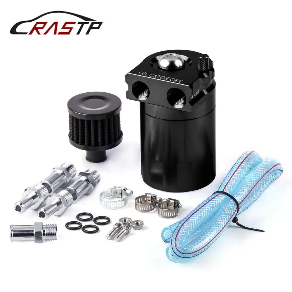 

RASTP-Aluminum 0.3L Oil Catch Can Kit Air Oil Separator Tank Cylinder Baffled Reservoir With Filter RS-OCC009