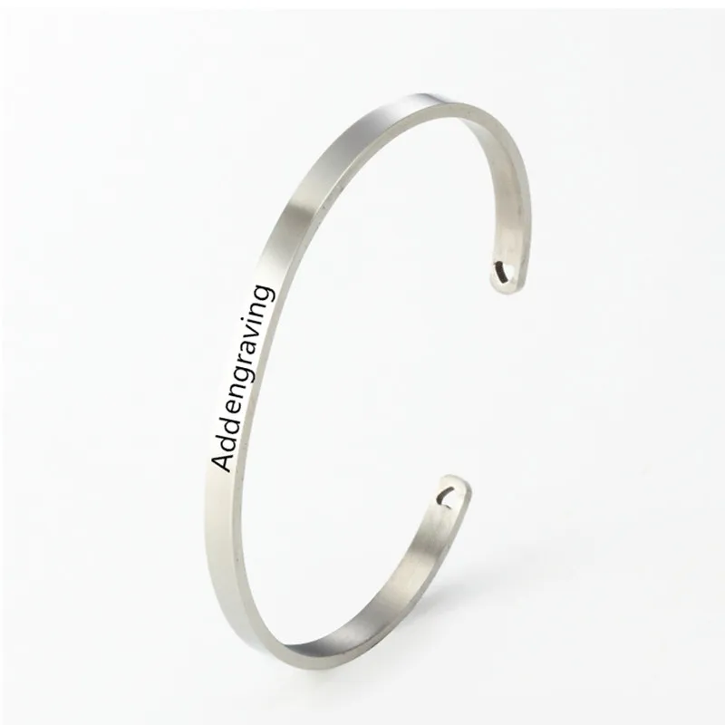 

3 Color Personalised Gifts ID Bangles For Lovers' Engrave Name Stainless Steel Mantra Bracelets & Bangles, Dropshipping!